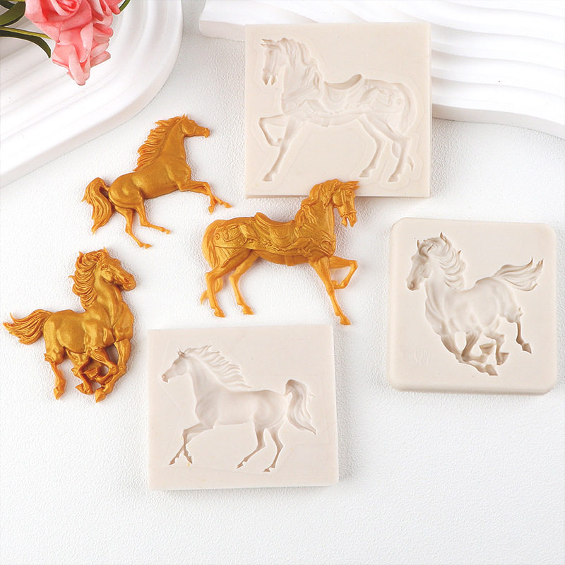 骏马战马翻糖硅胶模具 骏马马鞍巧克力蛋糕模具 超轻粘土烘焙用具