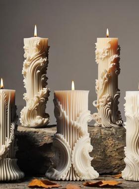 欧式圆柱香薰蜡烛硅胶模具 简约柱子造型提供磨具