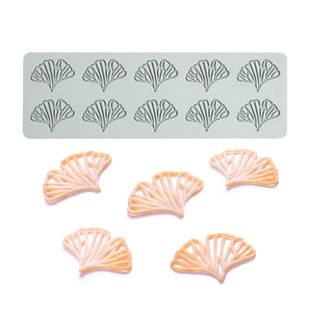 10连银杏叶蕾丝垫印花硅胶模树叶巧克力插件模创意中餐摆盘模具