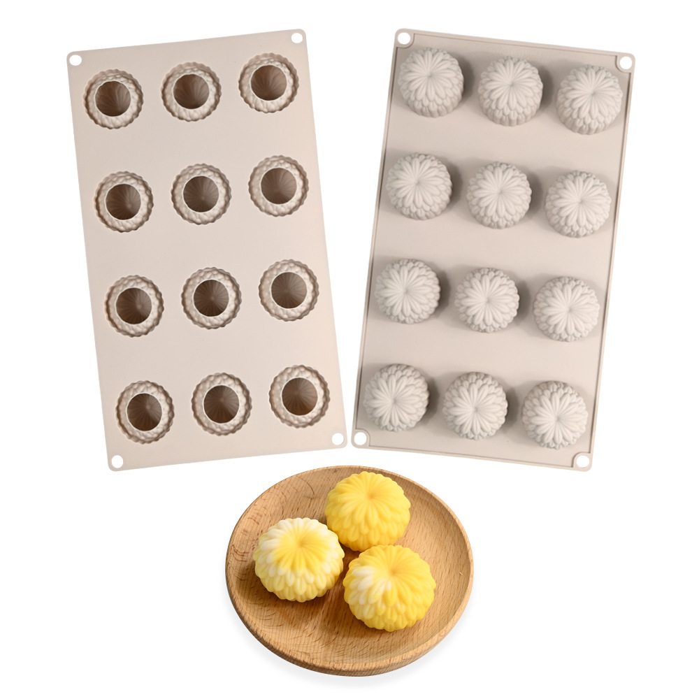 12连和果子花慕斯蛋糕模具 中式茶果巧克力硅胶模具diy烘焙工具