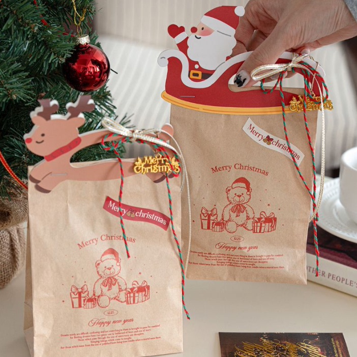 新款2025万圣节卡通卡头透明饼干包装袋圣诞节标签卡对折卡片