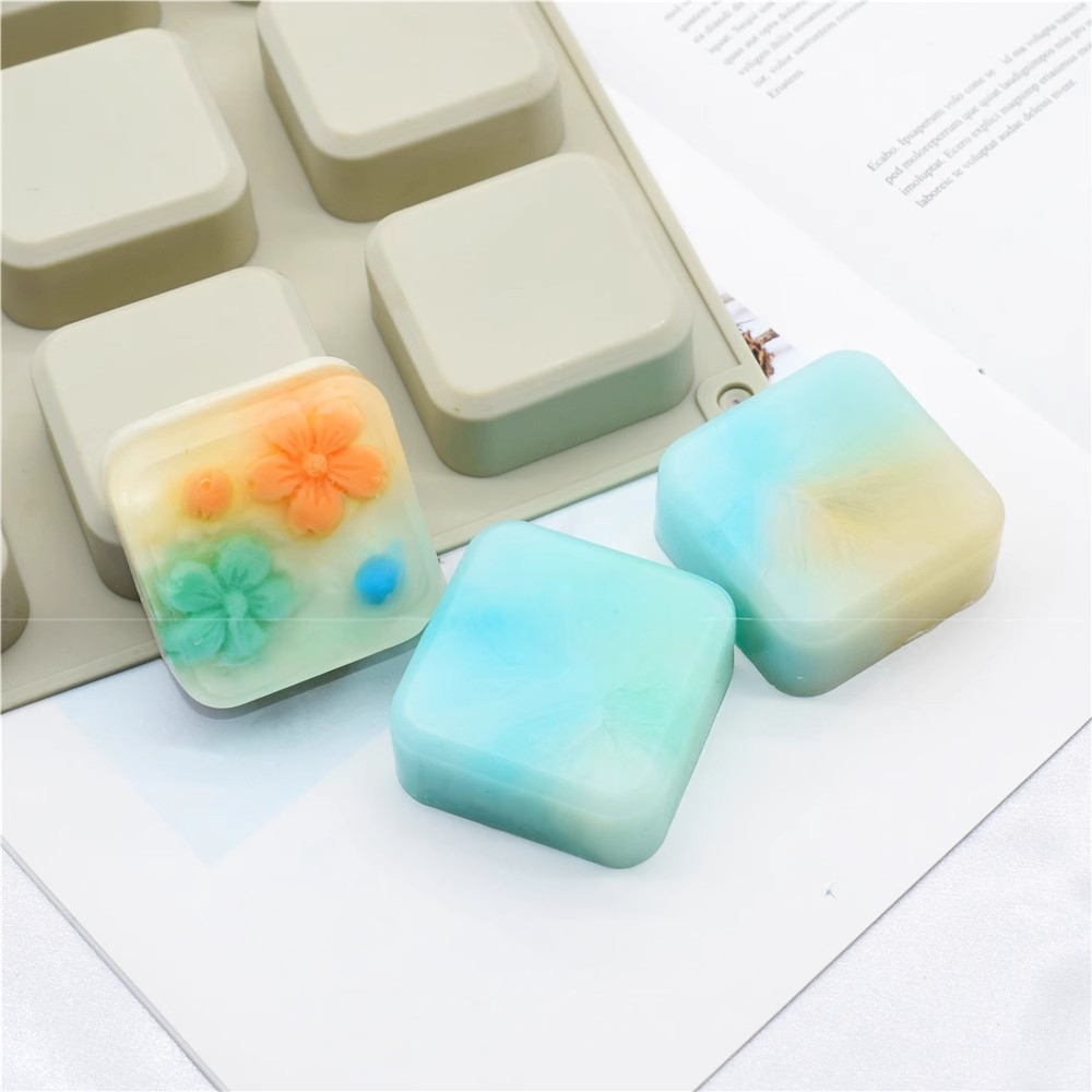 九连方形硅胶模具手工皂肥皂滴胶模具 diy烘焙蛋糕翻糖钵仔糕模具