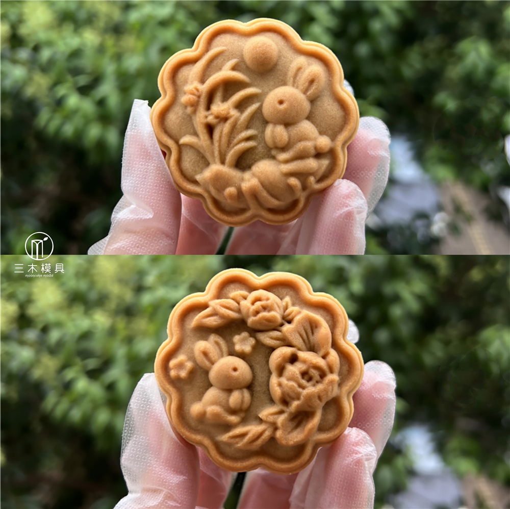 花前月下三木月饼手压兔子模具