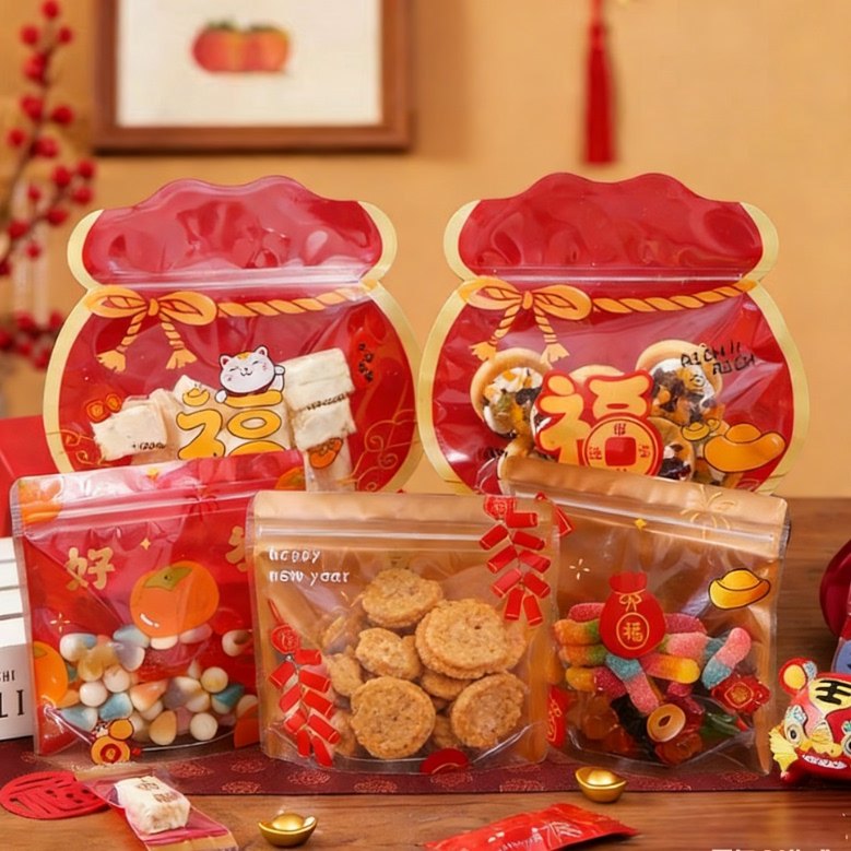 新年饼干包装袋圣诞糖果自封袋可爱曲奇雪花酥零食礼盒烘焙密封袋