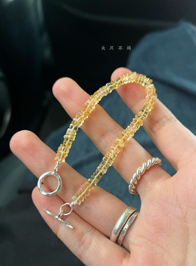 不闲原创手作 大只不闲天然黄水晶碎片随形手链设计款