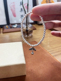 不闲原创 鱼尾银珠手链 纯银手链