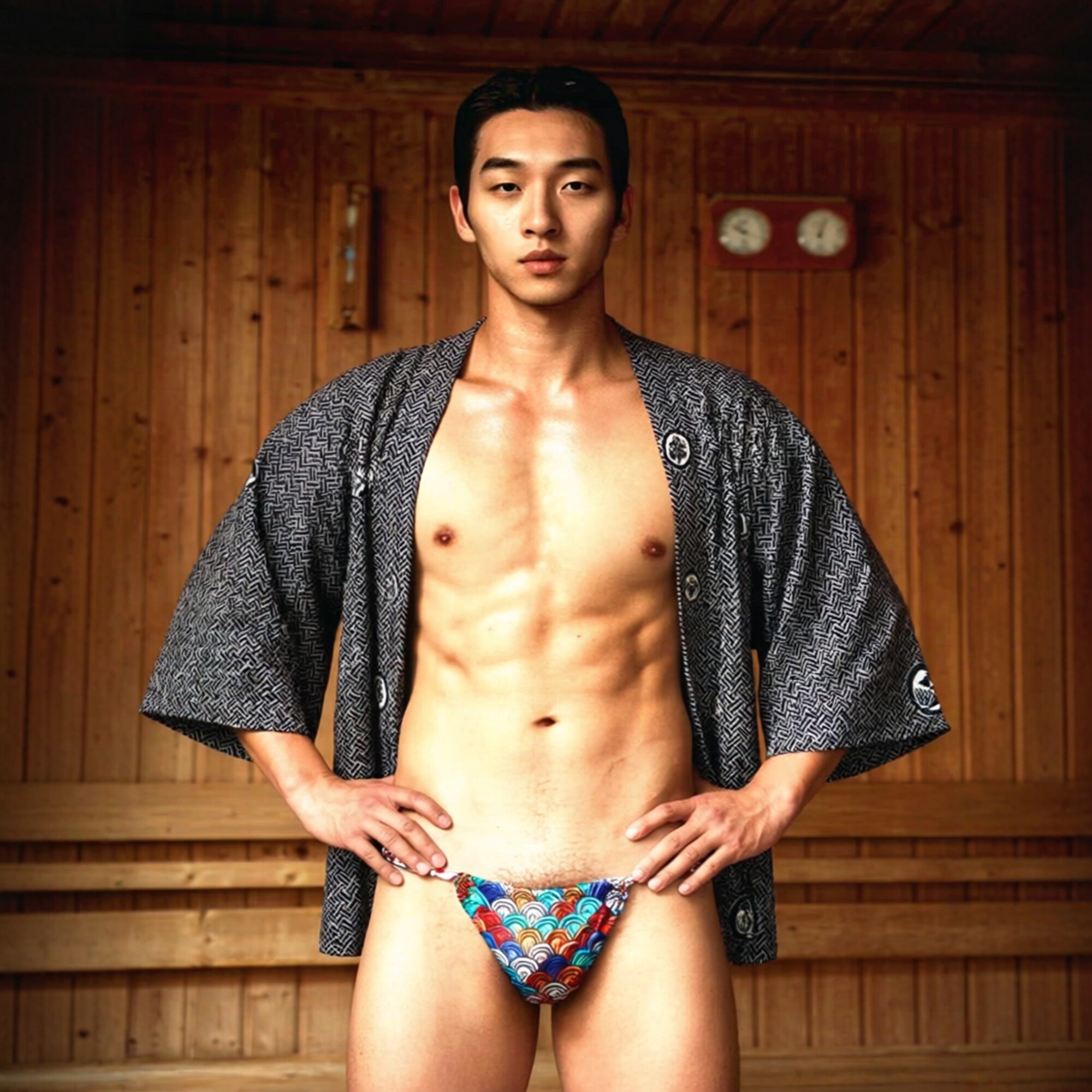 新潮日式男士性感低腰丁字内裤绑绳日系印花相扑裤丁字裤个性青年