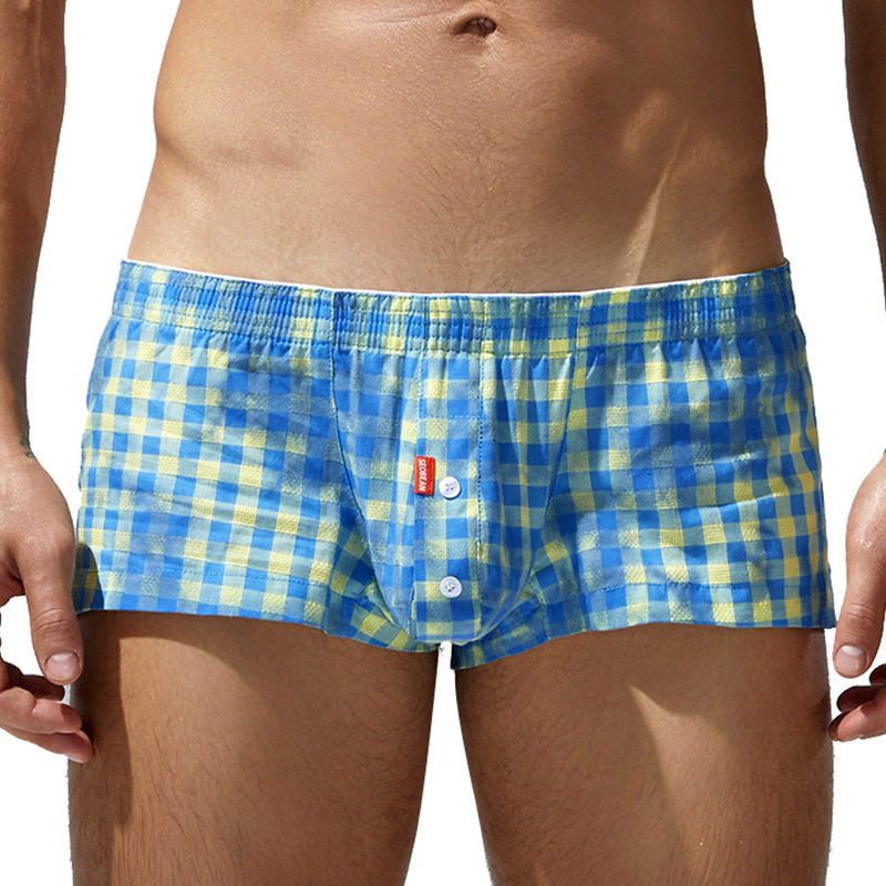男士梭织全棉格子时尚家居短裤欧美青年阿罗裤性感平角裤运动宽松,女士内衣/男士内衣/家居服,男阿罗裤,淘宝优惠券,粉丝福利购,淘宝优惠卷