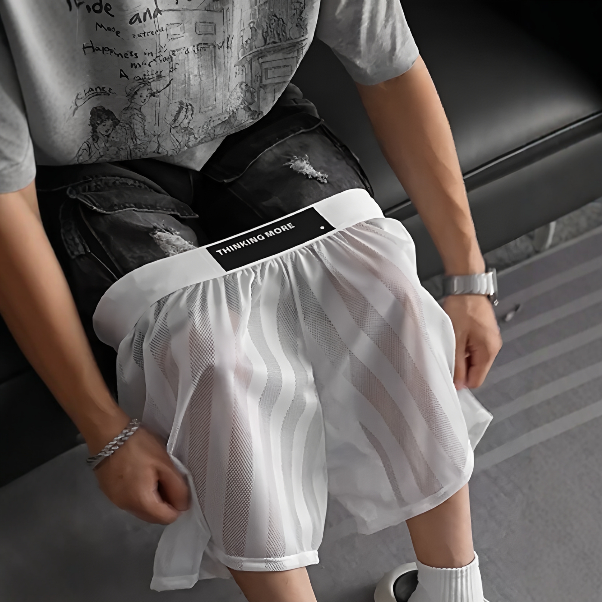 大码青年男士冰丝宽松阿罗裤