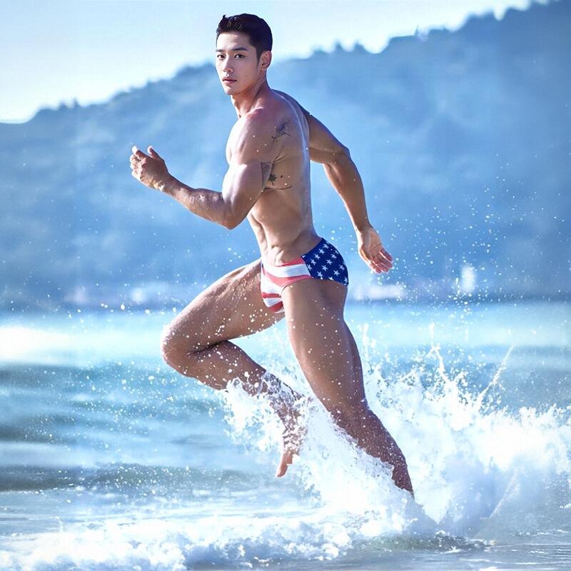 美国国旗青年男士三角裤游泳裤