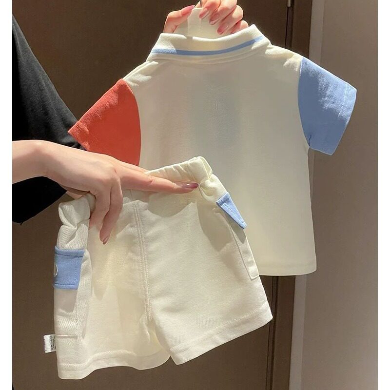 男女童套装夏季26新款宝宝夏天衣服可爱卡通刺绣Polo衫短裤两件套