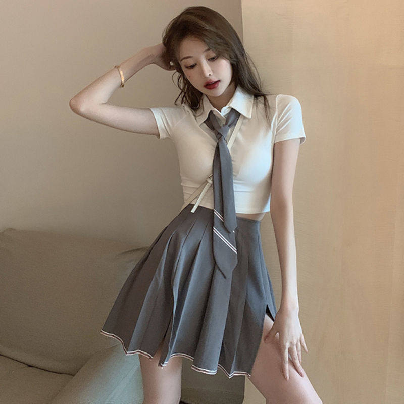 夏季女装套装时尚韩版短款上衣+高腰开叉百褶裙子两件套修身性感|msdalam kategori Butik wanita / wanita, wanita saiz besar - dari Buy2taobao.com untuk memberikan perkhidmatan ejen Taobao profesional membeli