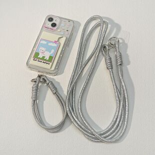 高级闪银挂绳通用所有手机壳手提绳ccd相机夹片挂饰防摔包包绳女