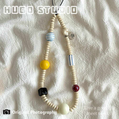 HUGO 韩系复古简约设计感串珠链条ccd相机挂饰壳挂绳高级