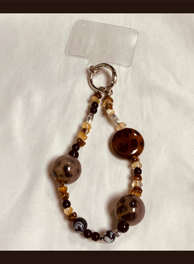 豹纹琥珀自制链琉璃手提串珠美拉德秋冬ccd链钥匙扣包包挂件