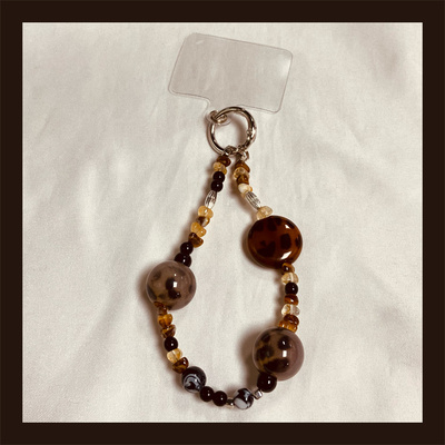 豹纹琥珀自制链琉璃手提串珠美拉德秋冬ccd链钥匙扣包包挂件