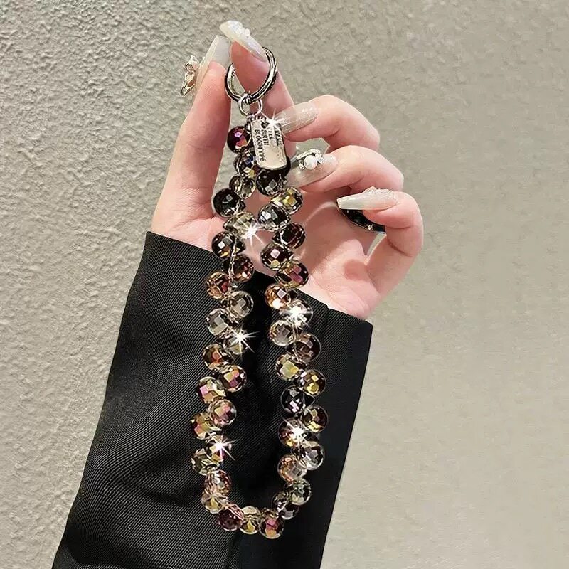 奢华高级感水晶串珠手提链手腕短挂绳手机壳汽车钥匙扣包包挂件