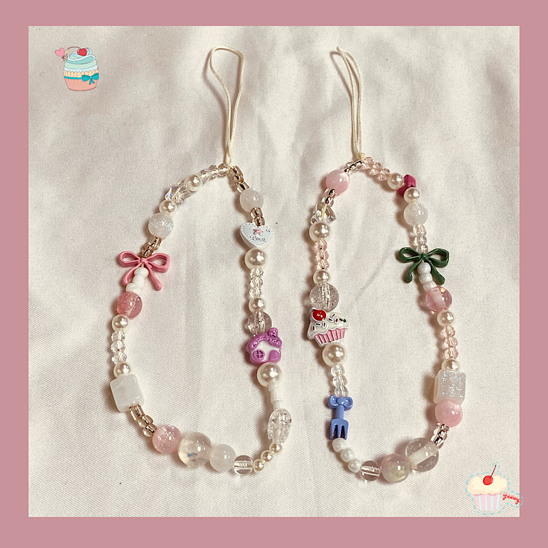 自制链ins少女心可爱蛋糕壳挂绳手工diy串珠ccd相机挂件