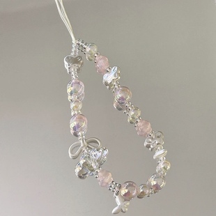 ins风透粉星星吊坠串珠链ccd挂绳相机挂饰防丢绳钥匙扣挂件