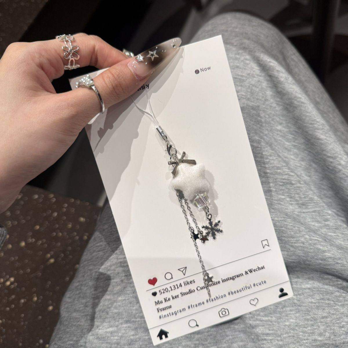 日系冬天星星雪花流苏挂件串珠少女ccd链可爱咕本古早ins风