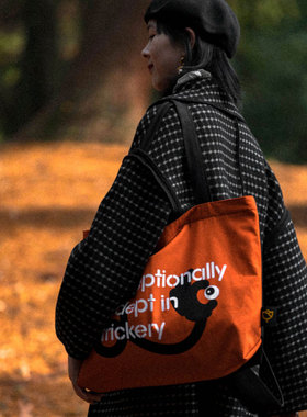 heyhokiii不撞包 新款包包女OK单肩托特包橘色帆布文艺女清新环保