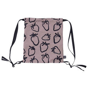 heyhokiii原创设计耐脏粉色草莓双肩包手绘学院风大容量抽绳帆布