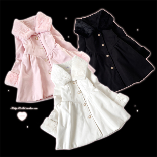 KittyBxllet原创 甜美优雅可拆毛领蕾系仿呢外套裙 告白之诗