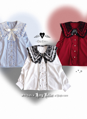 KittyBxllet原创【蕾絲革命】绑带露肩雪纺荷叶边长袖上衣