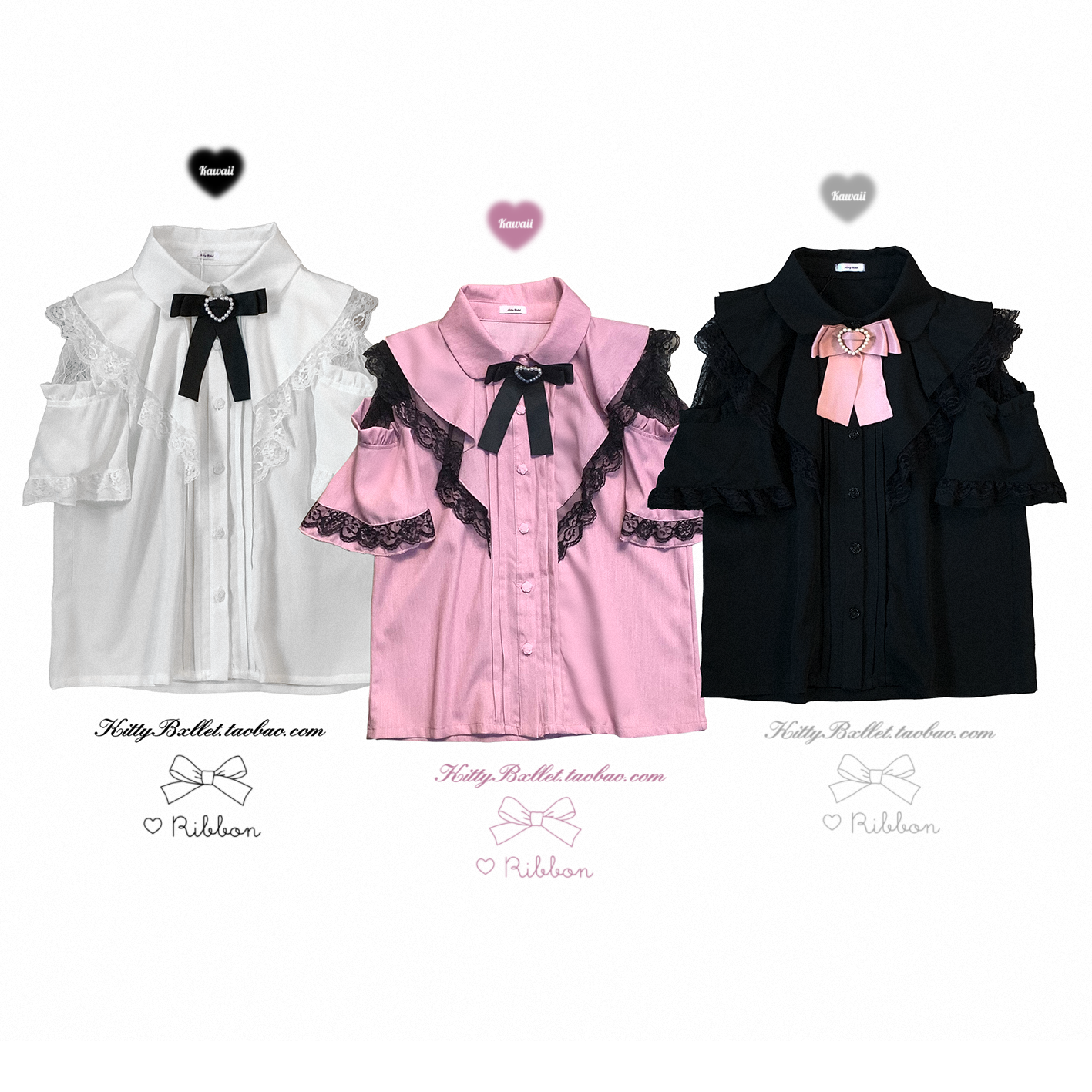 KittyBxllet原创【 喰恋短袖版】蕾系蕾丝镂空斗篷感短袖衬衫