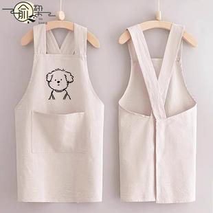 儿童可爱棉麻透气画画小 防水防油围裙质量好围裙厨房家用2025新款