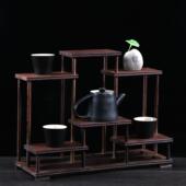 茶壶茶具紫砂壶架子鸡翅木博古架实木中式 小型多宝阁底座盆景托架