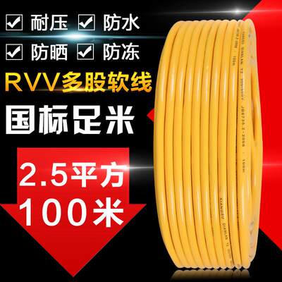 国标2芯2.5平方护套线防冻防水电线电缆100家用电源线户外 米1.5