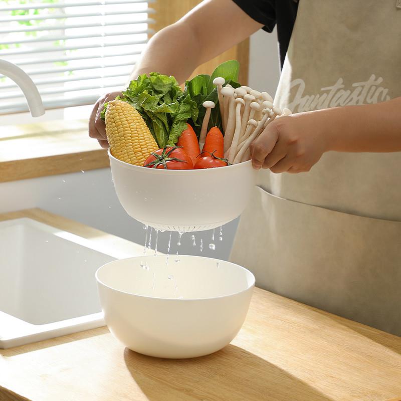 高颜值洗菜盆子沥水篮双层