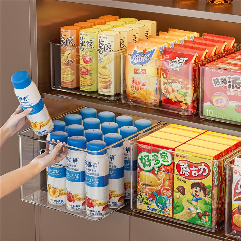 加厚加大零食收纳盒透明亚克力厨房玄关橱柜桌面整理小杂物长方形