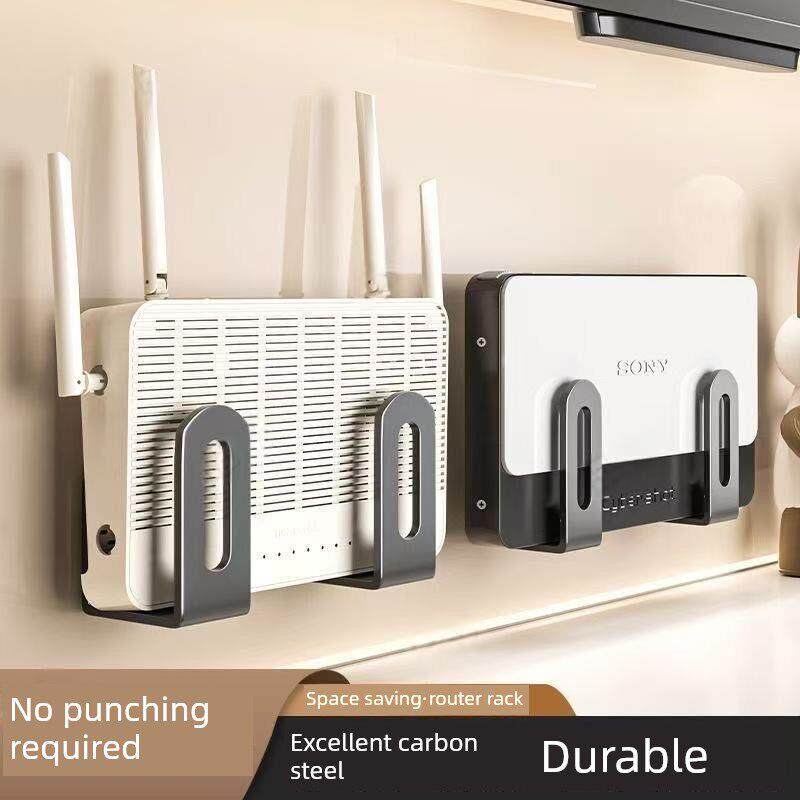 电视机顶盒隐藏收纳路由器放置置物架固定器墙上支架打孔光猫盒wi