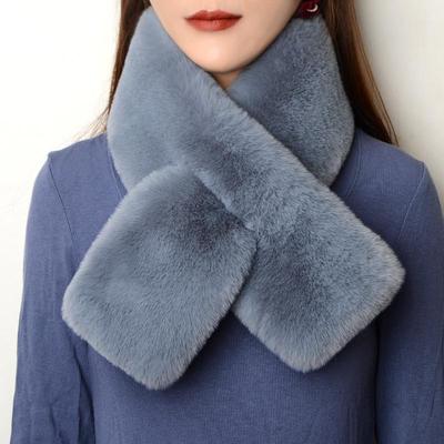 韩系交叉毛领围脖围巾女冬