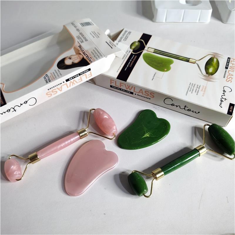 正品刮痧板脸部专用树脂 仿玉石双头按摩器滚轮刮痧板面部颈部通