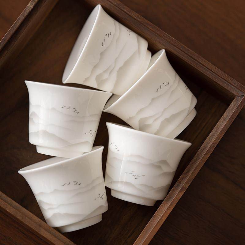 一次性功夫茶杯羊脂玉品茗杯子单杯家用功夫茶具茶杯白瓷中式主人,餐饮具,茶杯,淘宝优惠券,粉丝福利购,淘宝优惠卷