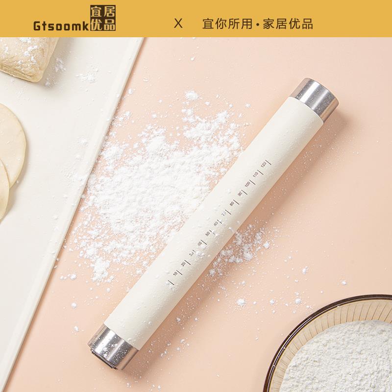 日式硅胶钢芯擀面杖家用压
