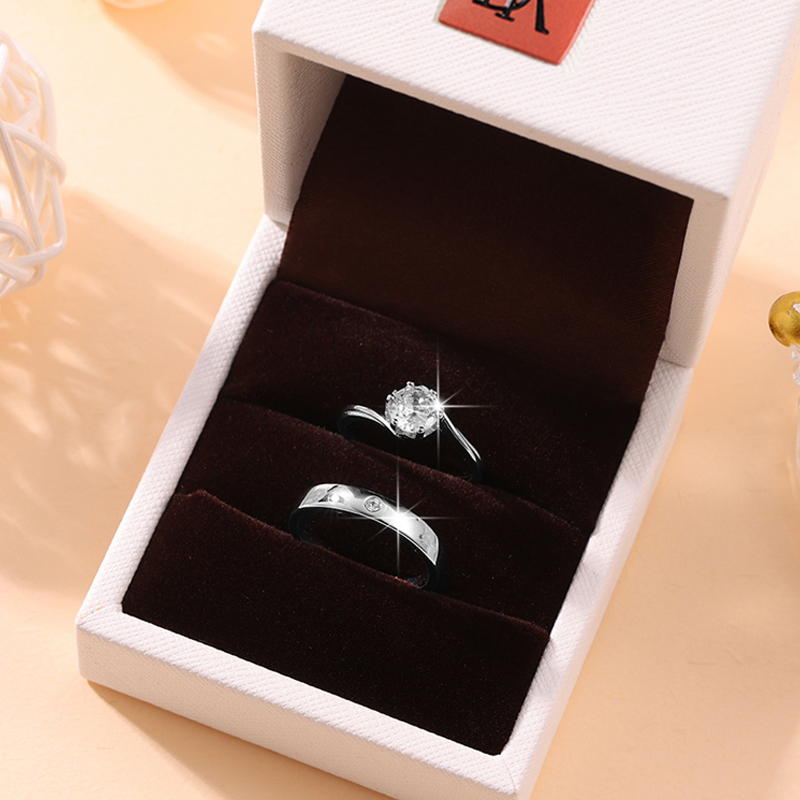 仿真莫桑钻戒结婚一对开口可调节情侣求婚对戒高级婚礼仪式假戒指