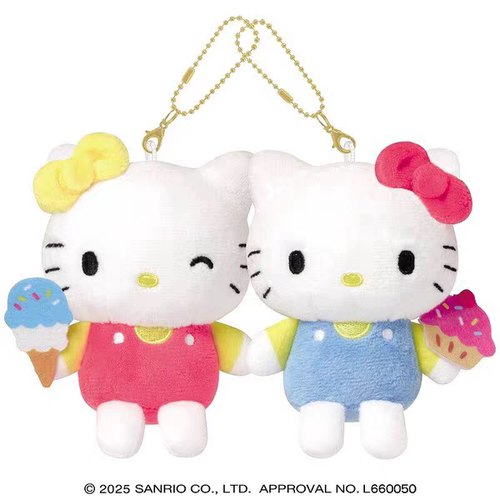 日本三丽鸥CRUX 夏威夷Kitty 黑皮豹纹贴贴挂件小伙伴