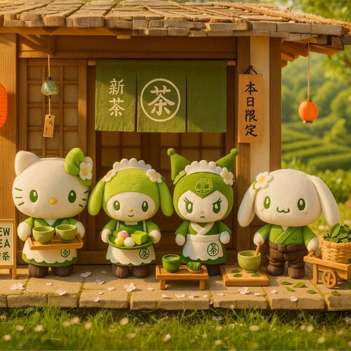 现货 日本三丽鸥抹茶系列毛绒挂件女仆装抹茶KT 绿茶库洛米美乐帝