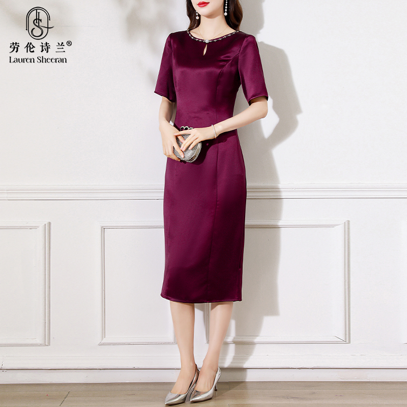妈妈婚宴礼服女年轻高档醋酸真丝