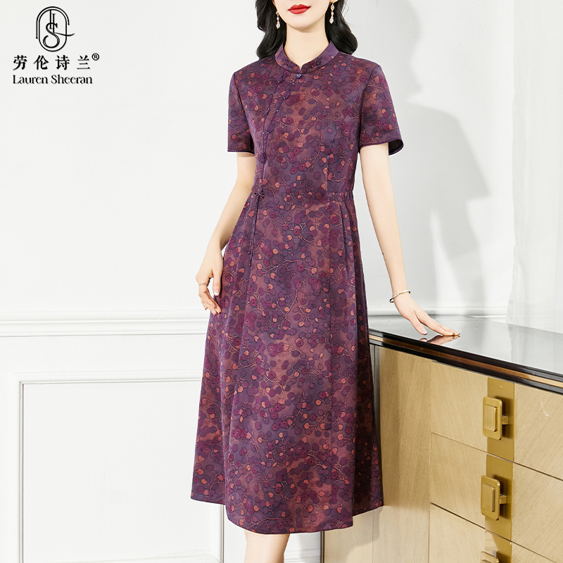 高端花罗香云纱真丝连衣裙女2025新款专柜品牌新中式改良旗袍裙子