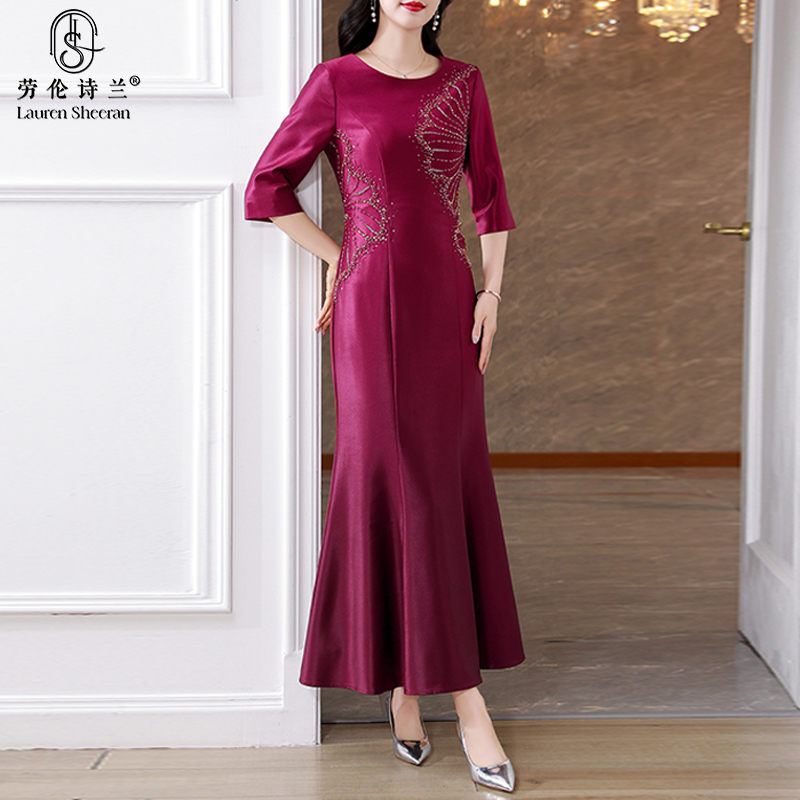 年轻喜婆婆晚礼服2025年高贵洋气气质妈妈婚宴装显瘦鱼尾裙高级感