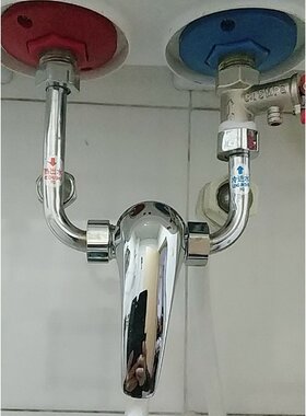 全铜电热水器混水阀明装开关冷热混合U型出水龙头淋浴器通用配件