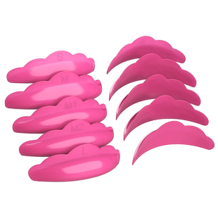 黑之羽少女粉5对装角蛋白翘睫术垫片烫睫毛硅胶工具