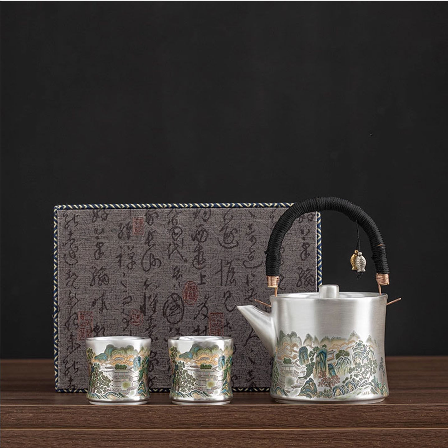 中式鎏银功夫茶具套装轻奢送长辈企业公司中秋节商务客户礼品盒装