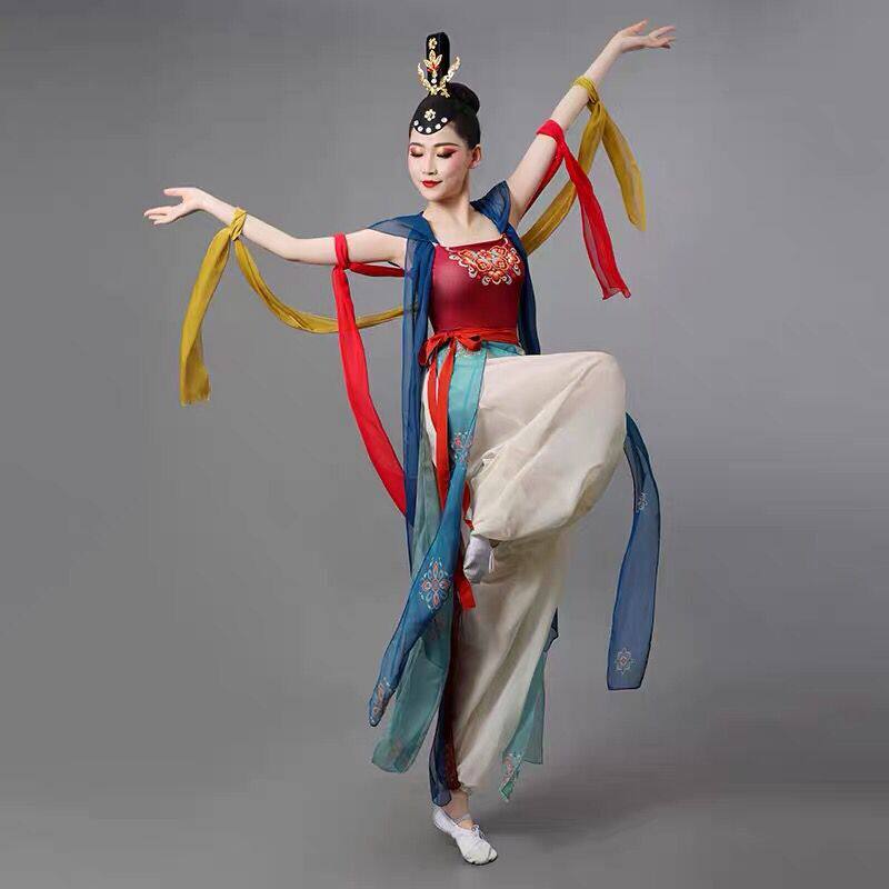 西域敦煌舞蹈飞天女异域风情新款古典舞演出服中国风女舞蹈服艺考