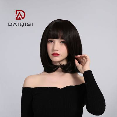 DAIQISI新款假发女短发齐刘海圆脸BOBO头内扣整顶发套网红齐肩发